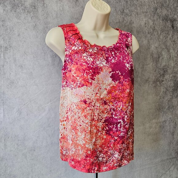 [NWOT] Coldwater Creek Multi-Color Floral Sleeveless Satin Tank Blouse - Picture 4 of 9